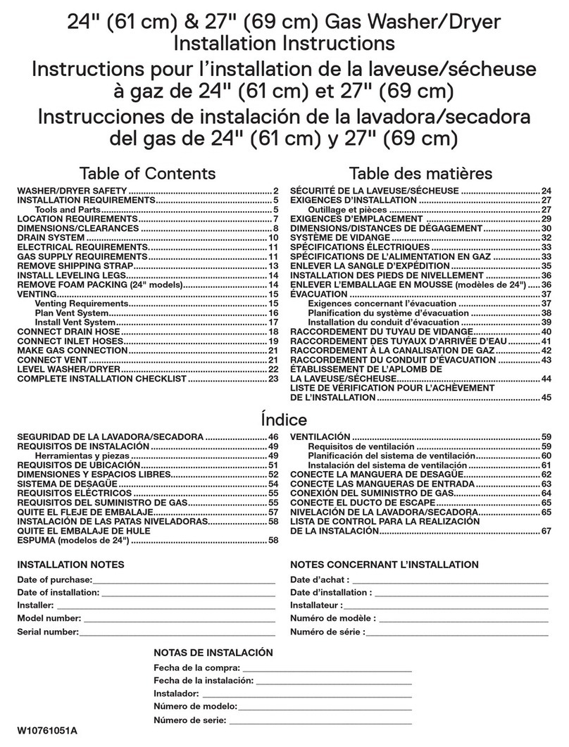 Whirlpool WGT4027EW installation instructions