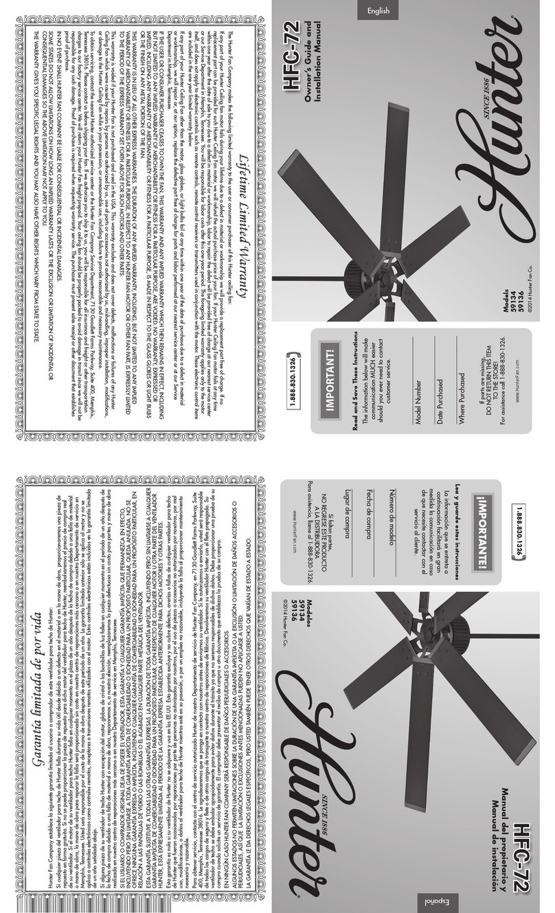 Hunter 59134 User manual