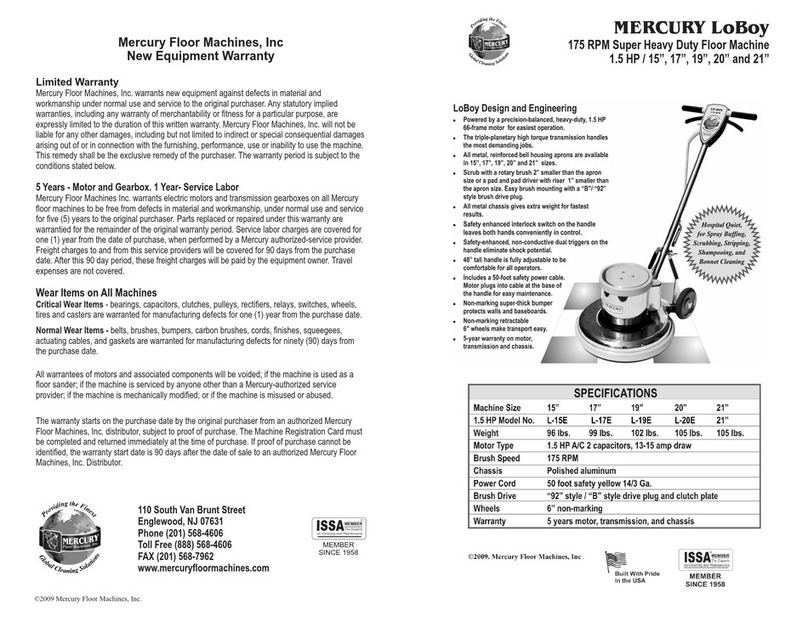 Mercury Floor Machines L-15E manual
