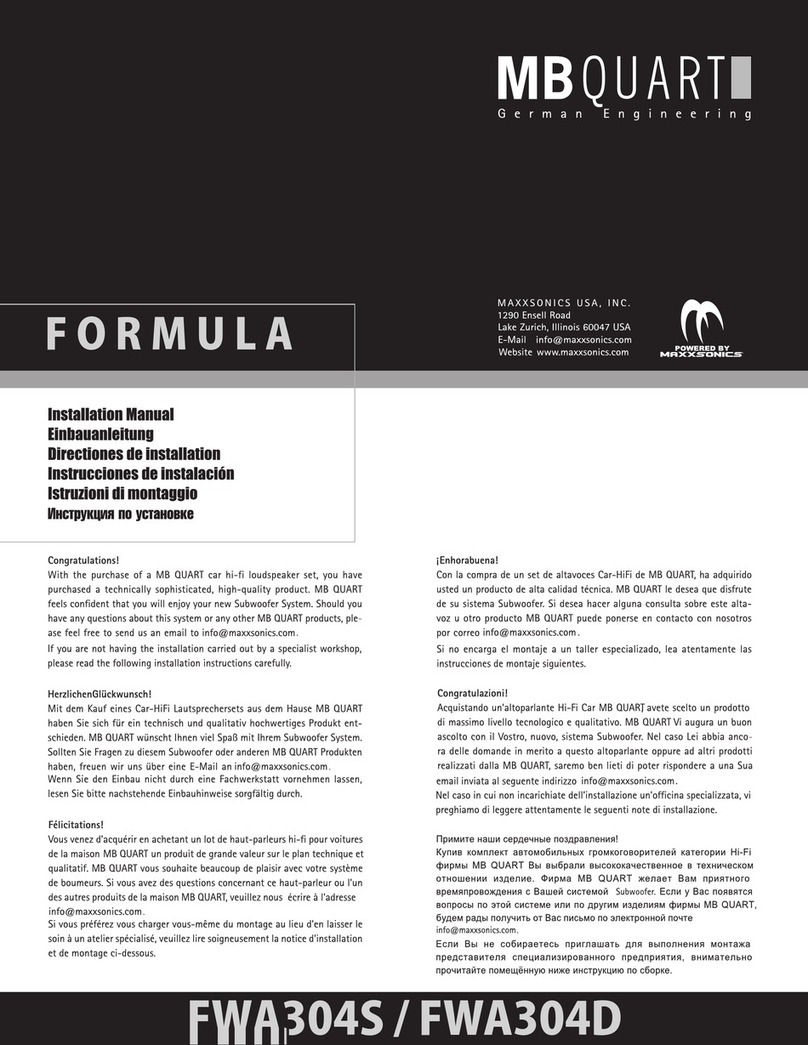 MB QUART FORMULA User manual