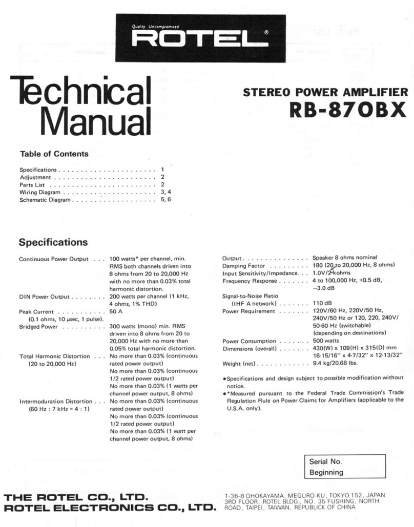Rotel RB-870BX Service manual