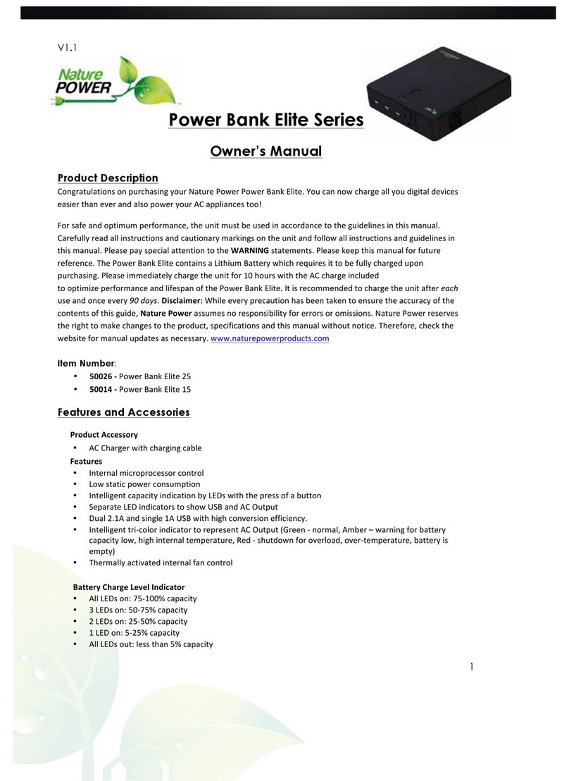 Nature Power Elite 25 owner's manual