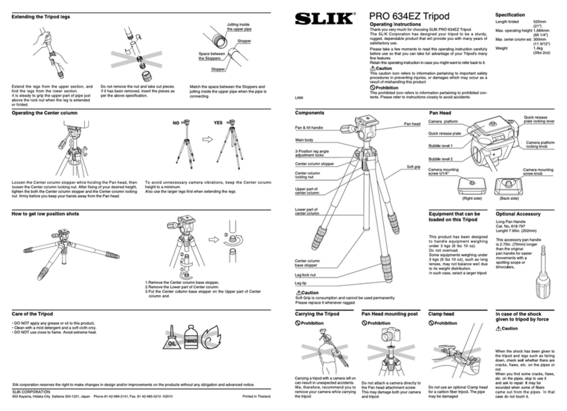 SLIK PRO 634EZ User manual