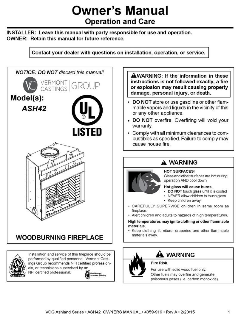 Vermont Castings ASH42 owner's manual