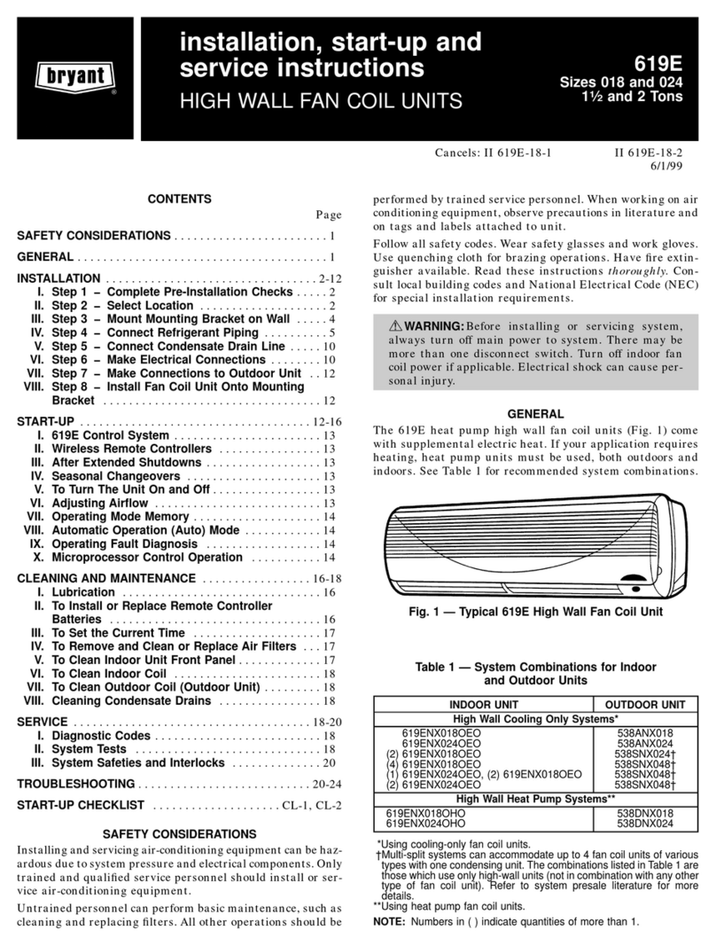 Bryant 619E Series Dimensions and installation guide