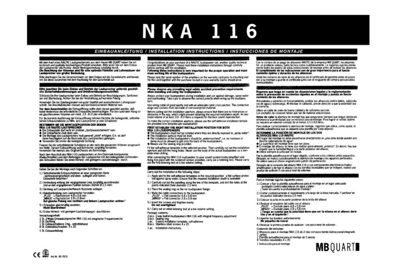 MB QUART NKA 116 installation instructions