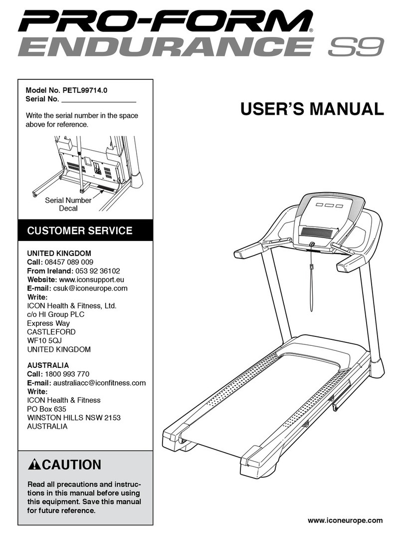 Pro-Form Endurance s9 PETL99714.0 User manual Pro-Form Endurance s9 PETL99714.0 User manual