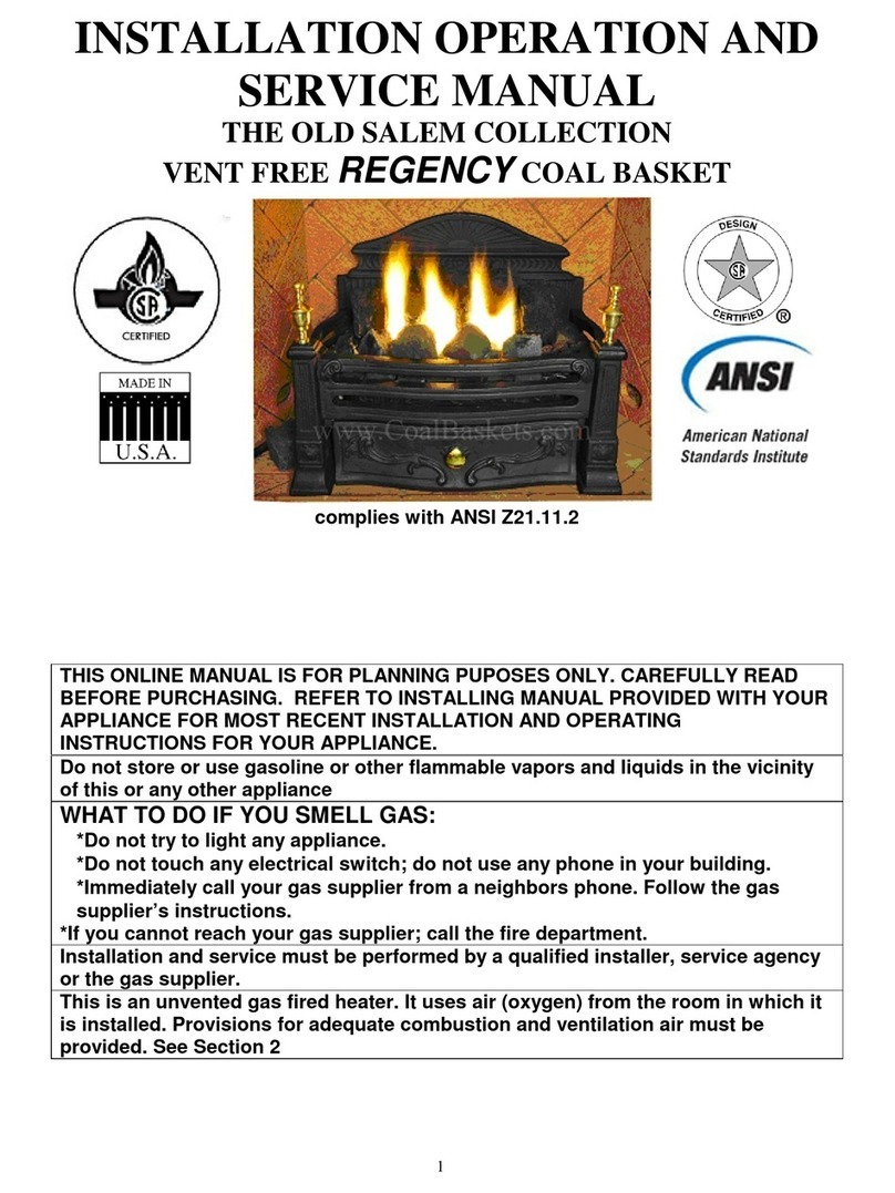 Old Salem Hearths R400IGV36 BV3ON Installation, operation and service manual