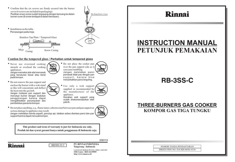 Rinnai RB-3SS-C instruction manual