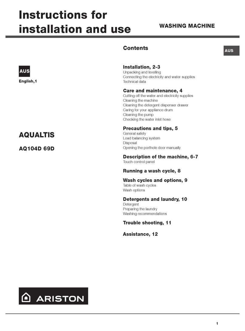 Ariston AQUALTIS AQ104D 69D Instructions for installation and use