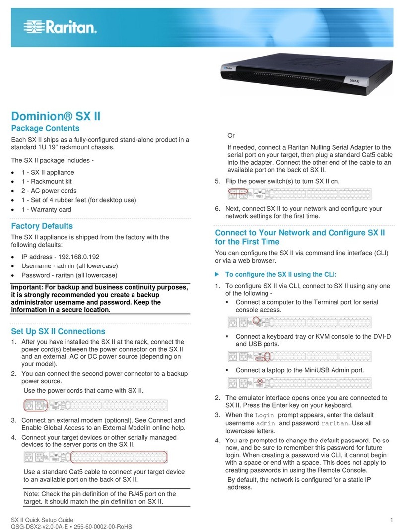 Raritan Dominion SX II Quick setup guide