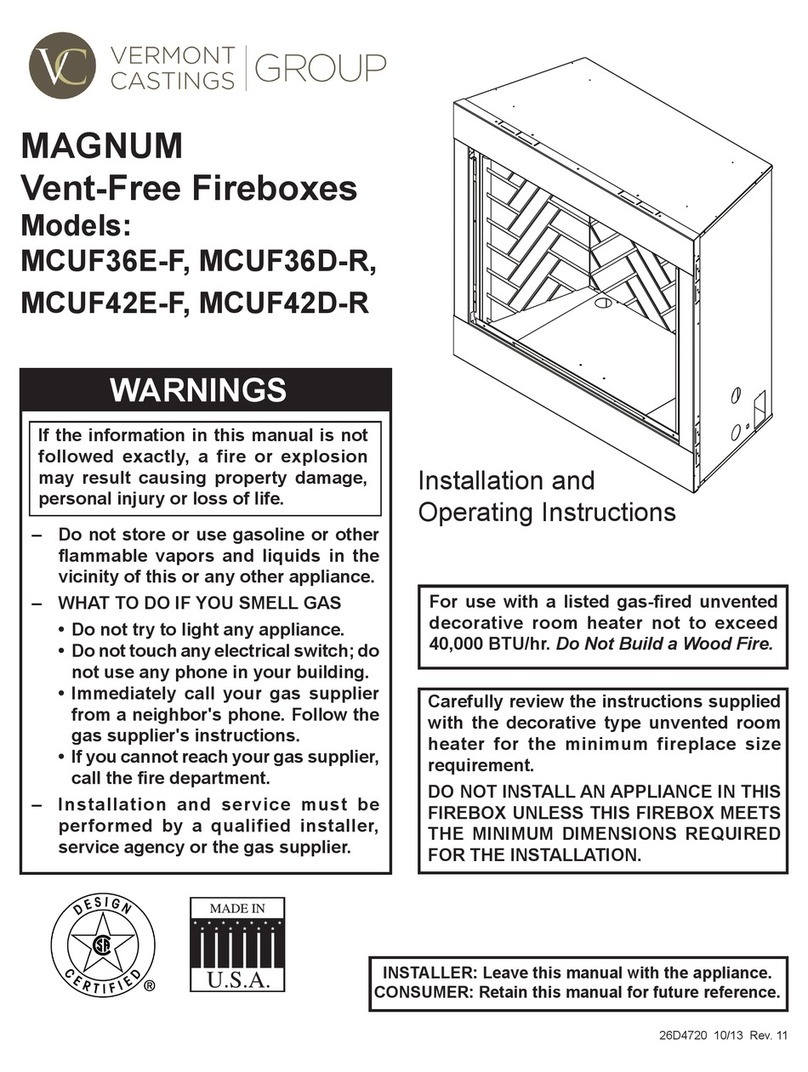 Vermont Castings MAGNUM MCUF36E-F Installation and operating instructions