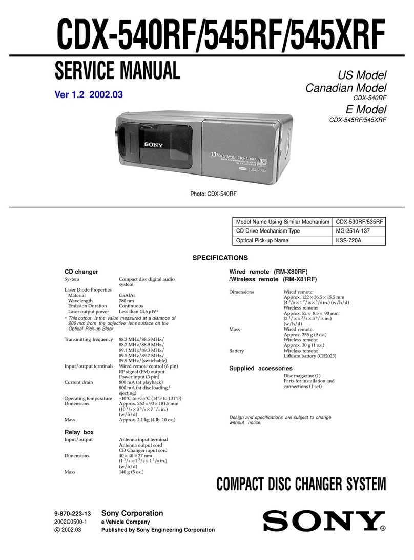Sony CDX-540RF - Compact Disc Changer System Service manual