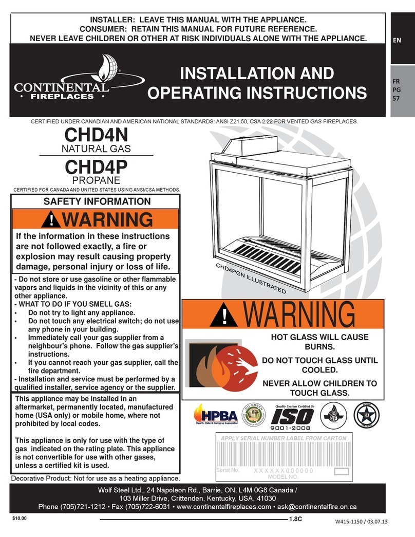 Continental Fireplaces CHD4N Installation and operating instructions