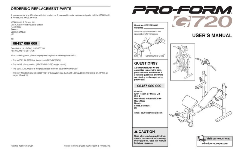 Pro-Form G720 User manual