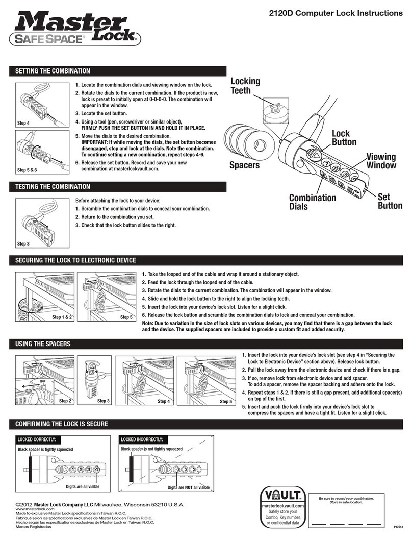 Masterlock SafeSpace 2120D instructions