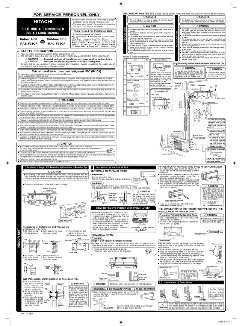 Hitachi RAS-F24CF User manual