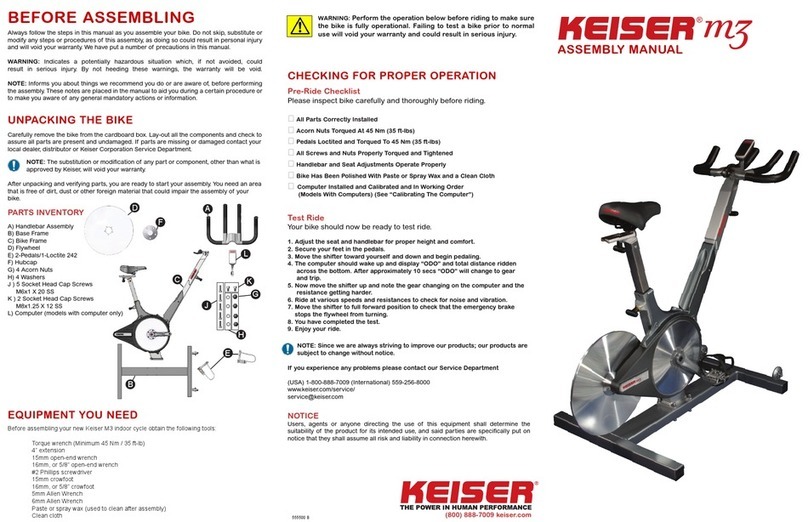 Keiser M3 User manual