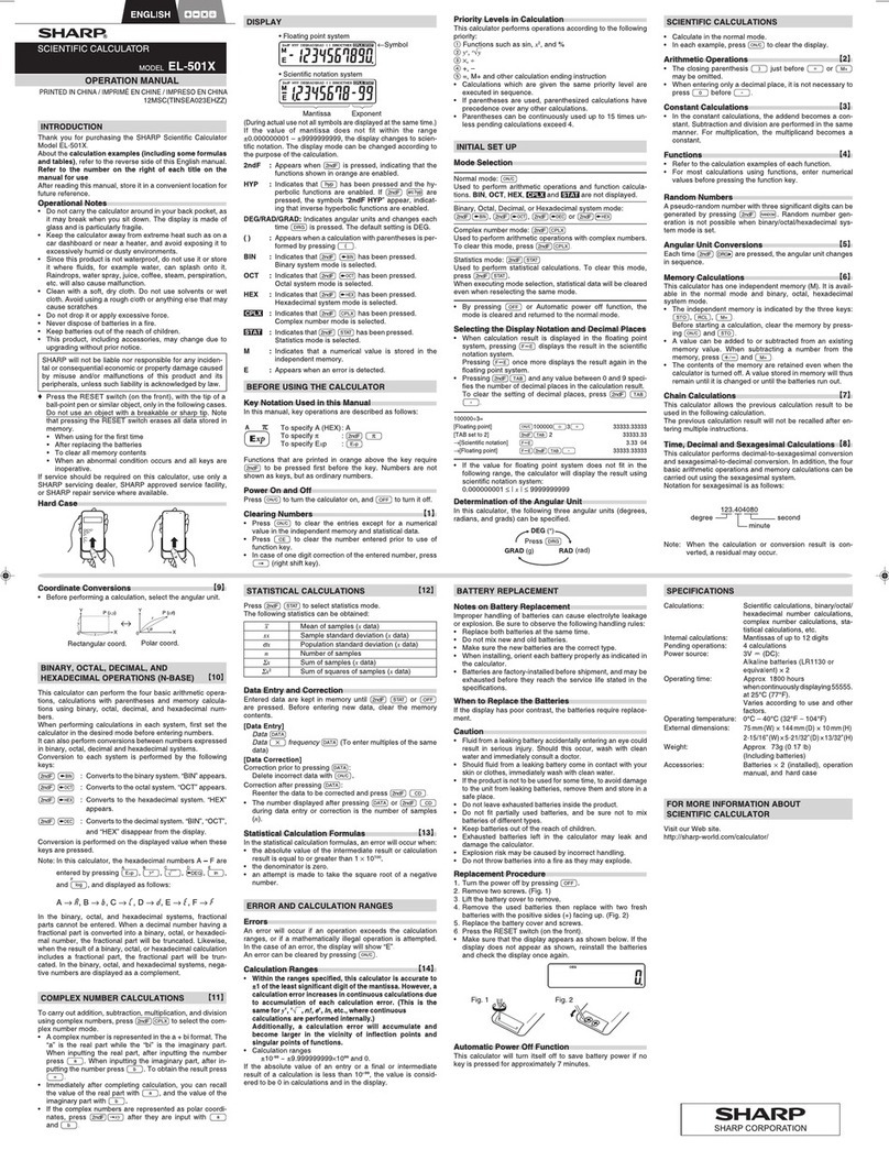 Sharp EL501X User manual