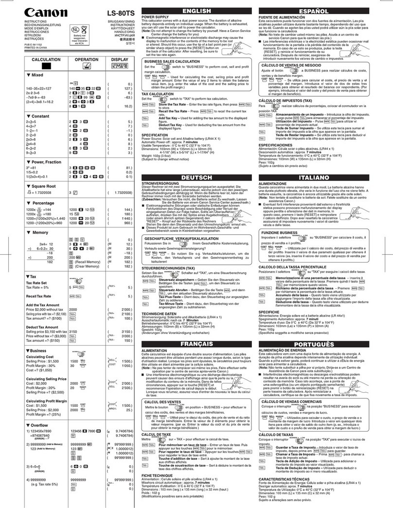 Canon LS-80TS Instruction guide