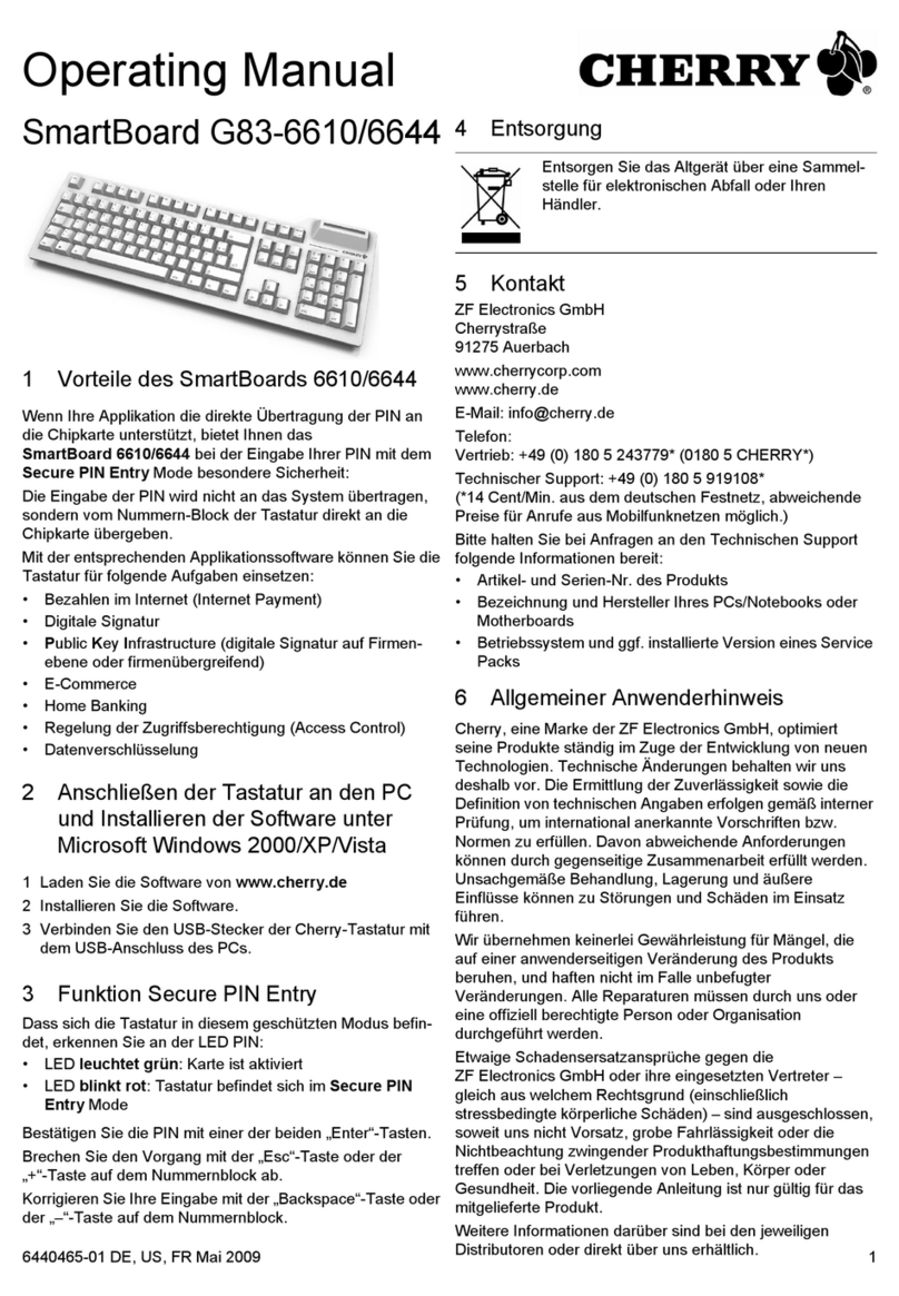 Cherry SmartBoard G83-6610 User manual