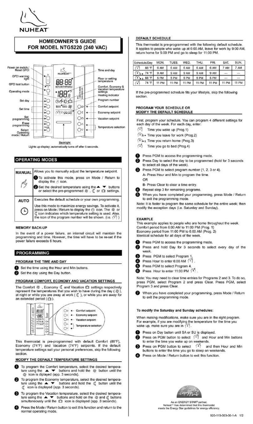 Nu-Heat NTG5220 Assembly instructions