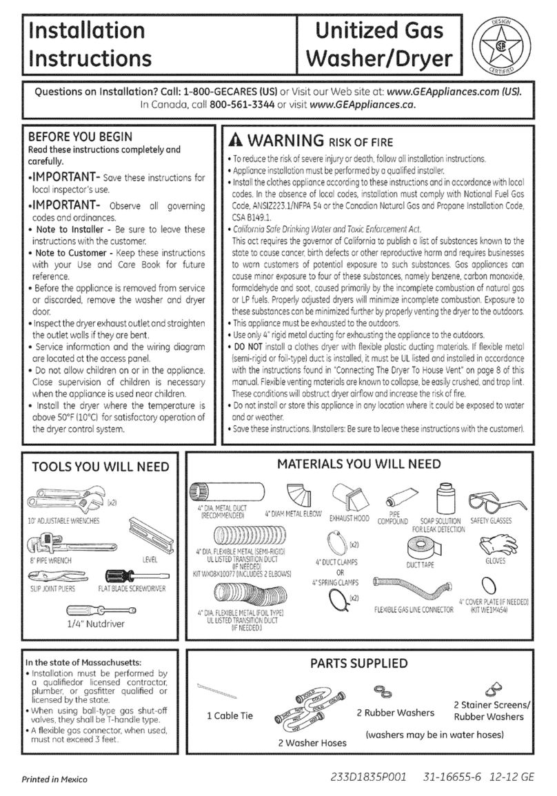 GE GTUP240GM4WW User manual