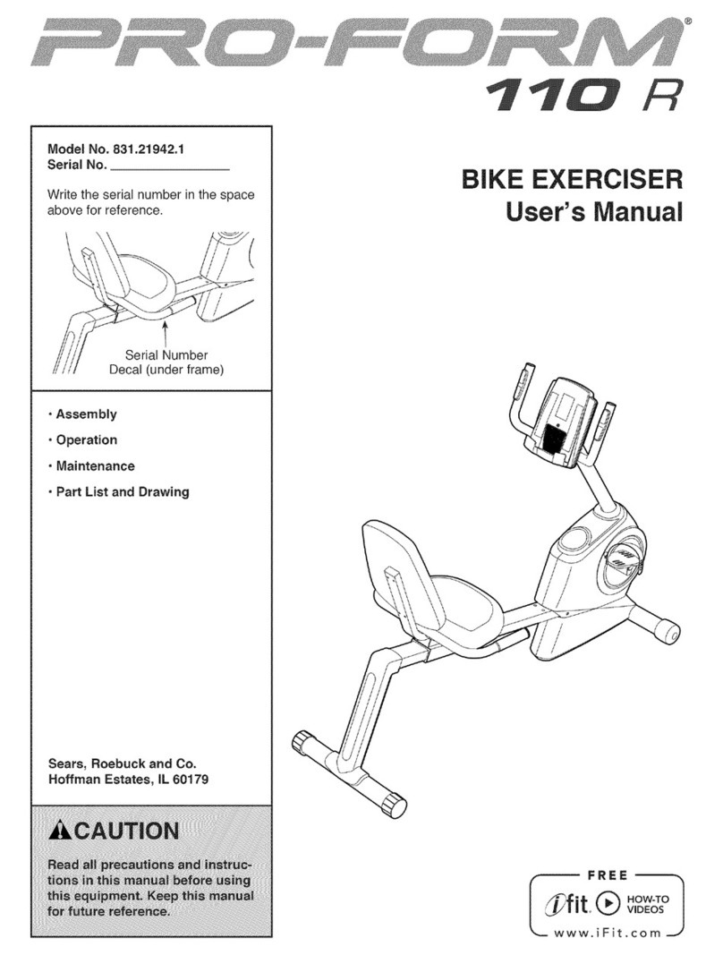 Pro-Form 110 R user manual