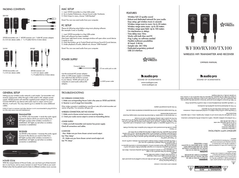 Audio Pro WF100 owner's manual
