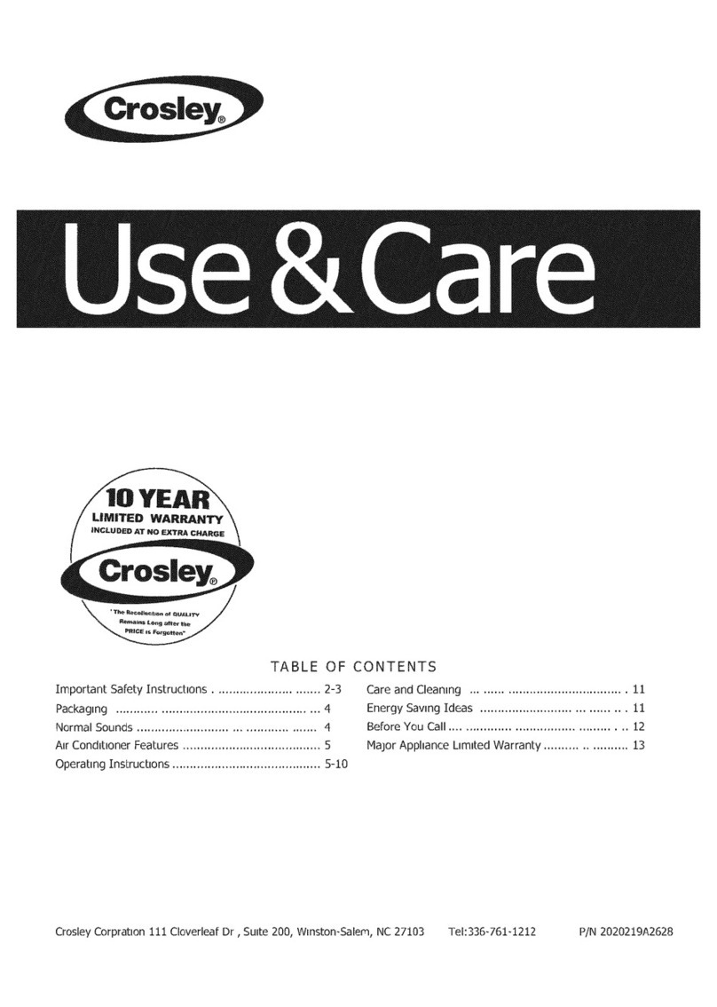 Crosley CAHE8ERR410A14 Owner's manual