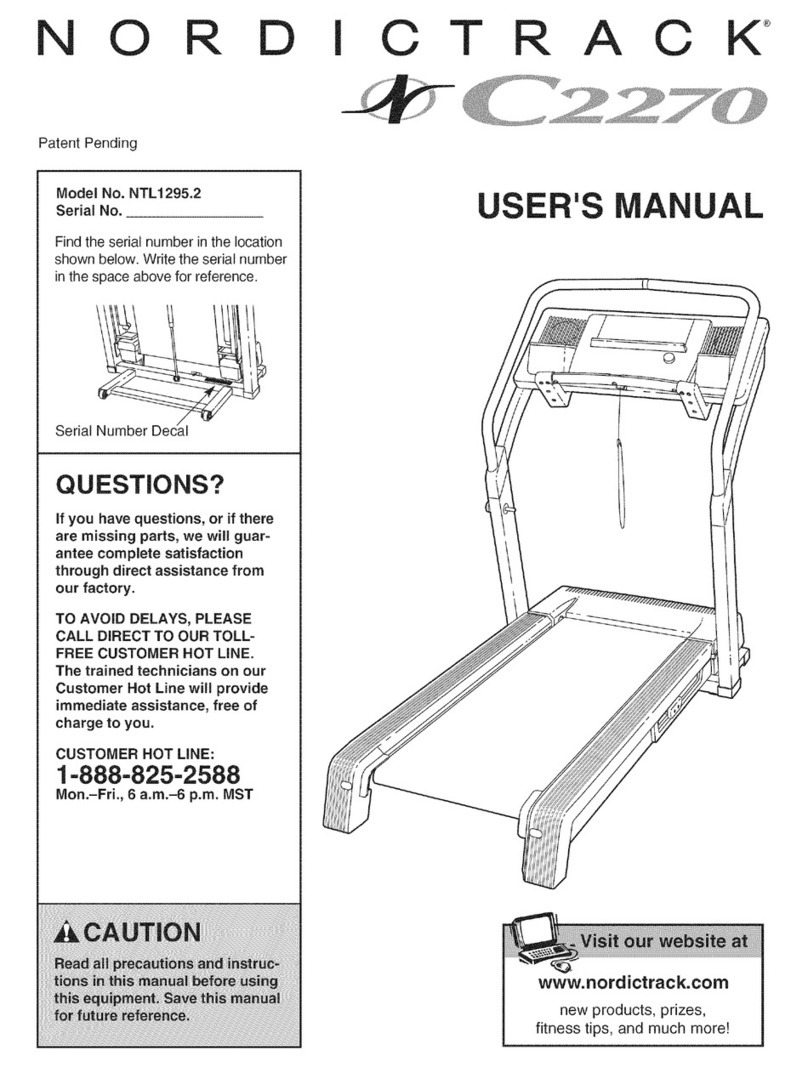 NordicTrack C2270 Treadmill User manual