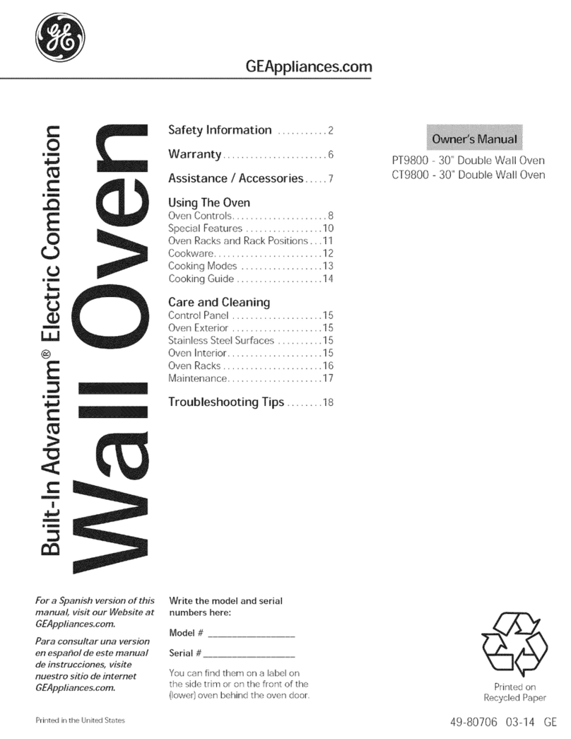 GE Advantium PT9800 User manual