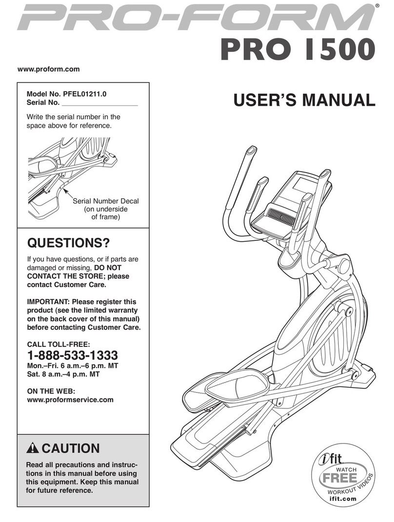 ICON PRO-FORM PRO 1500 user manual