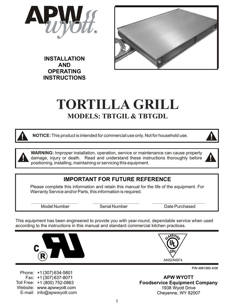 APW Wyott TBTGIL User manual
