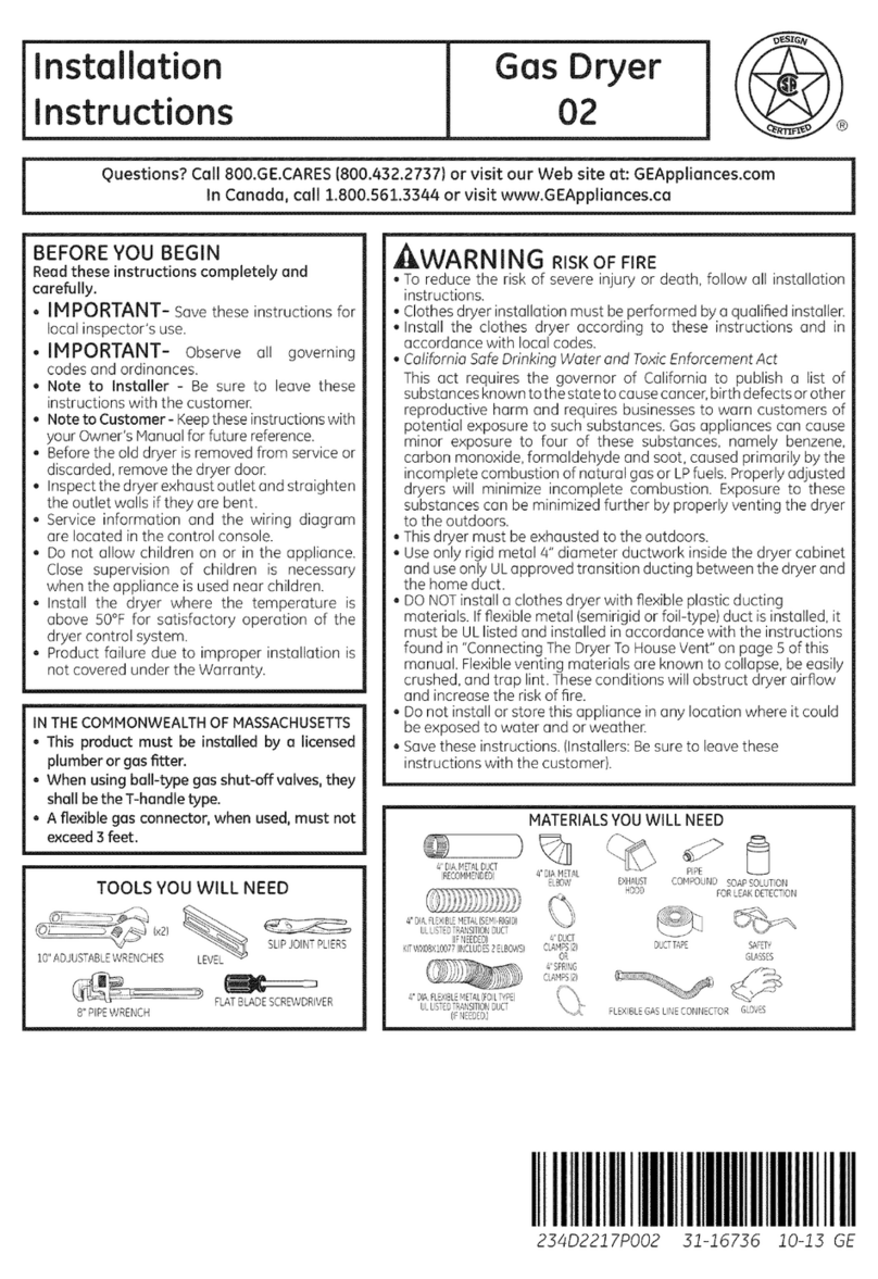 GE GTDL210GD3WW User manual