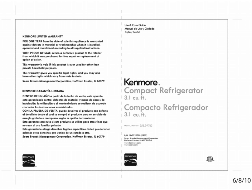 Kenmore 255.99763 Use & care guide