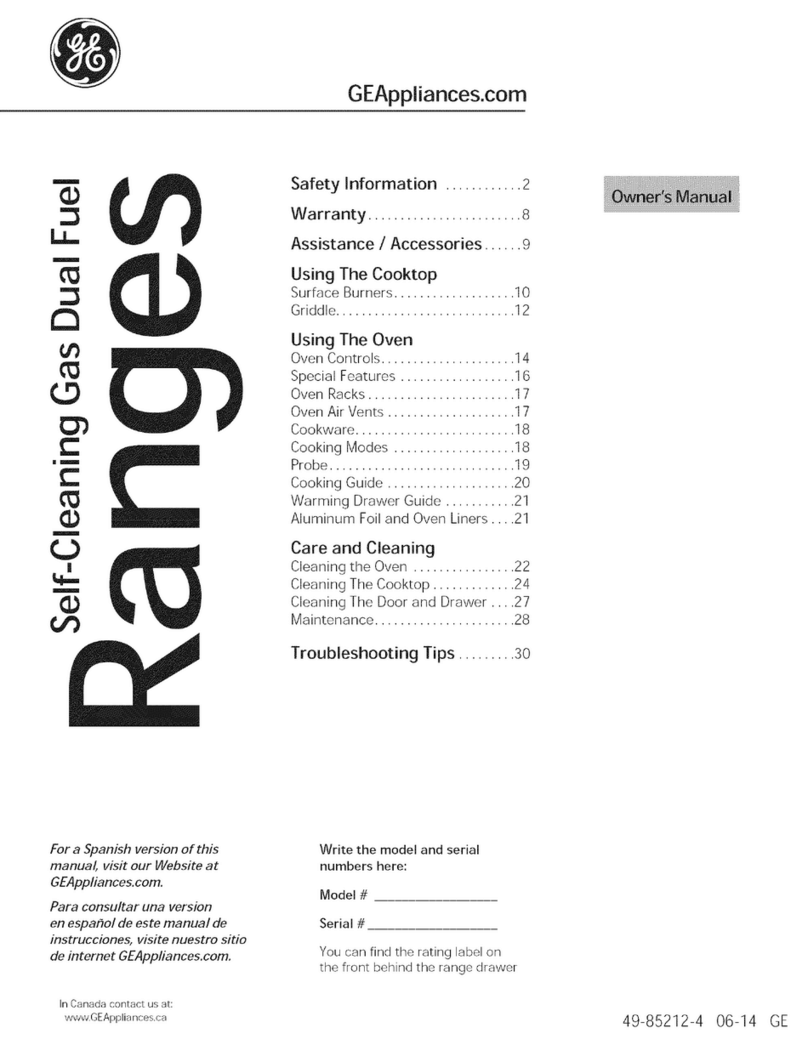 GE P2B940DEH1WW owner's manual