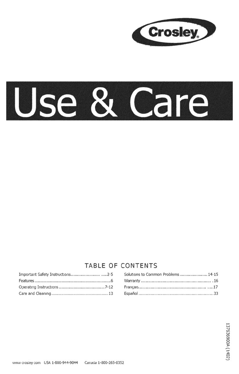 Crosley CDE7400QW0 User manual