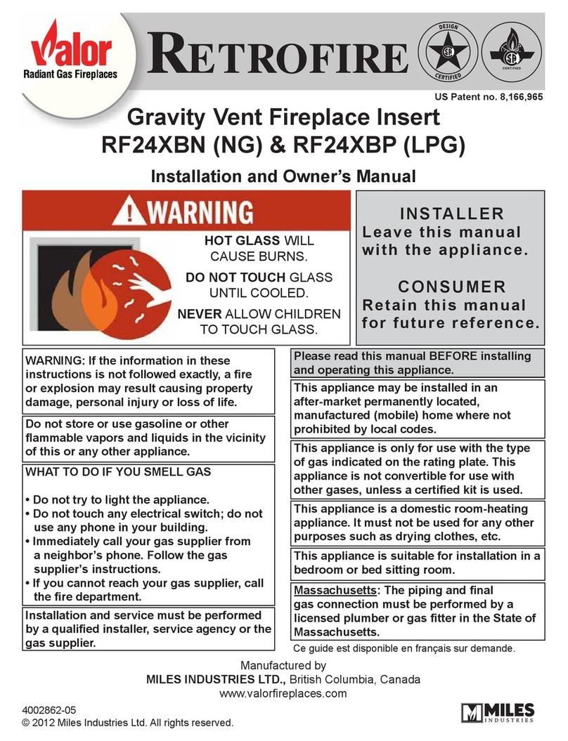 Miles Industries RETROFIRE RF24XBN Installation instructions Miles Industries RETROFIRE RF24XBN Installation instructions