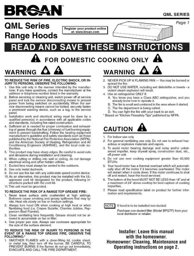 Broan QML30BL User manual