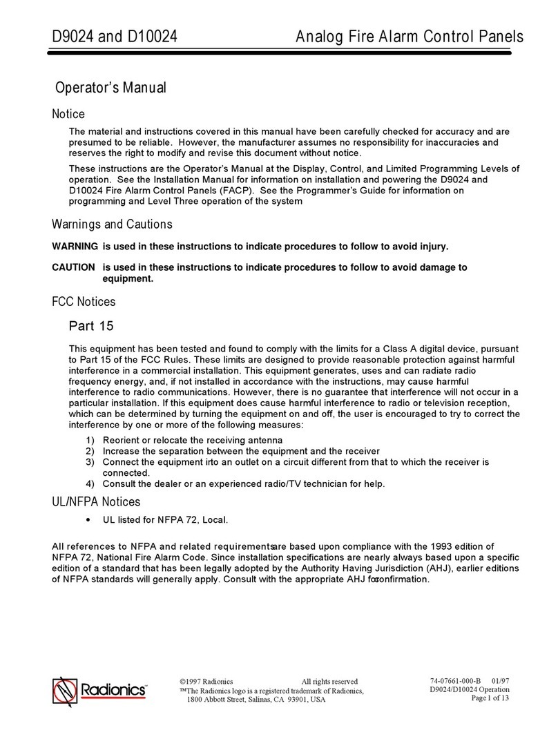 Radionics D9024 Operator's manual