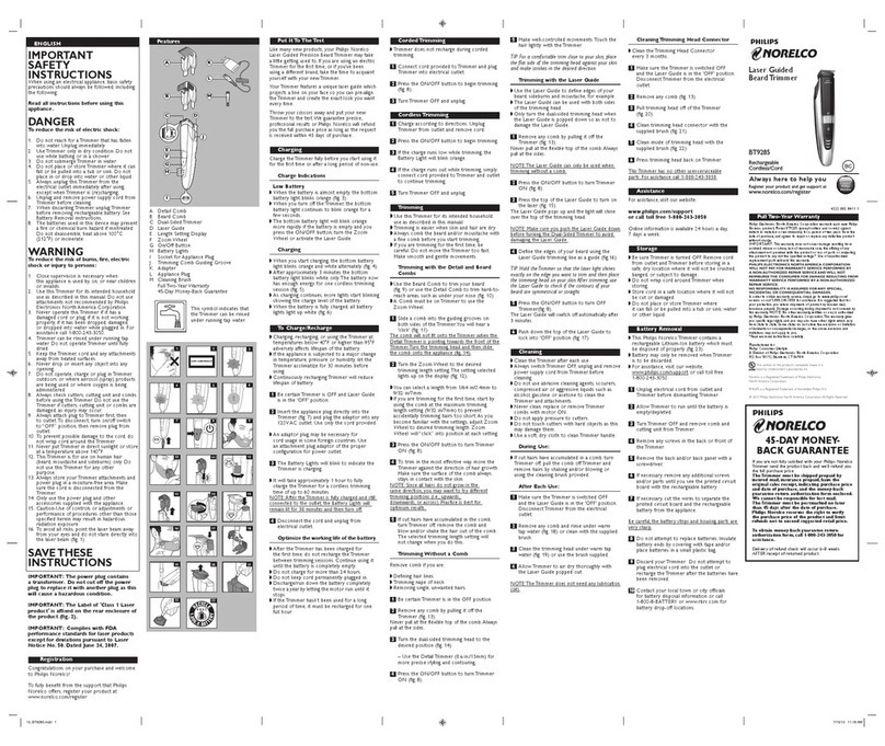Philips BT9285 User manual Philips BT9285 User manual