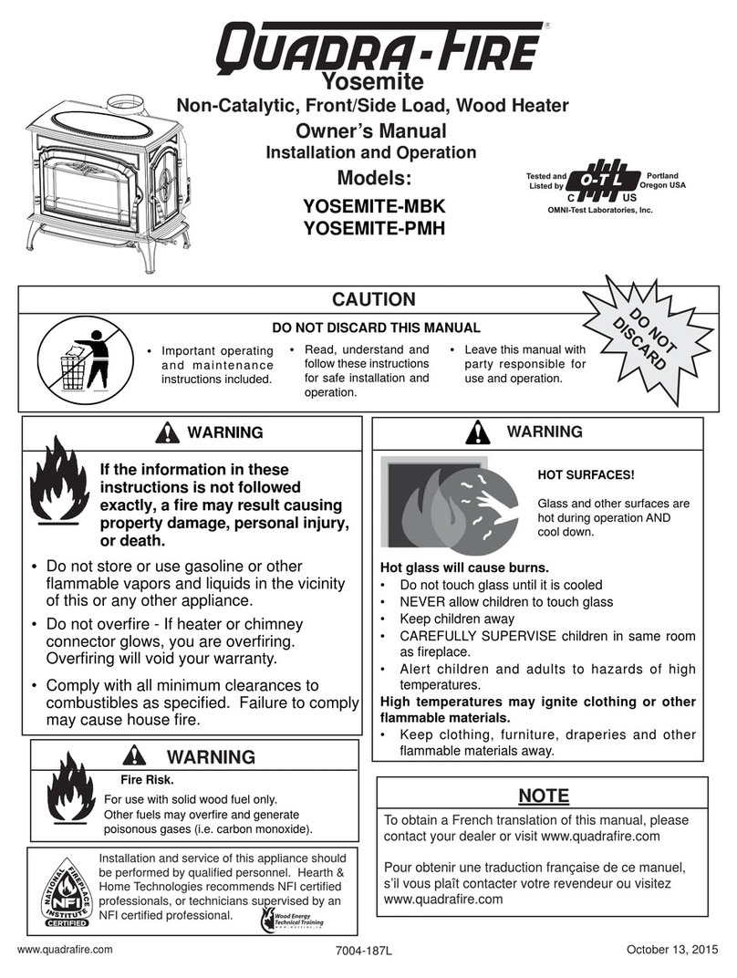 Quadra-Fire YOSEMITE-MBK User manual