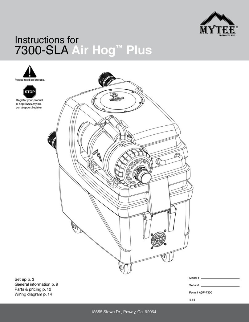 Mytee 7300-SLA Air Hog Plus Instructions for use & installation