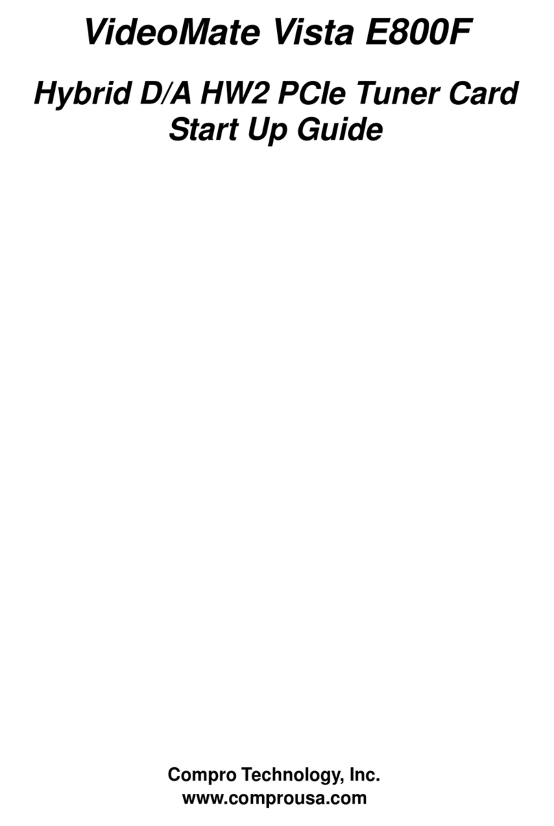 Compro Technology VideoMate Vista E800F Startup guide
