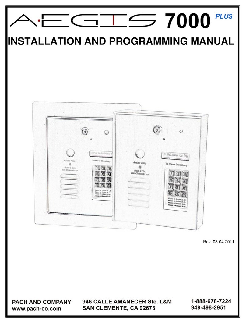 PACH & COMPANY Aegis 7000 Plus Installation and programming manual