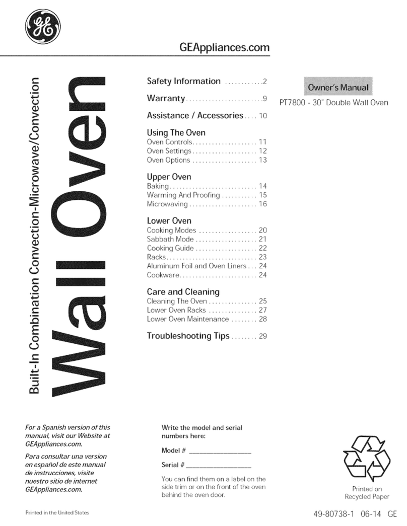 GE PT7800DH2BB owner's manual