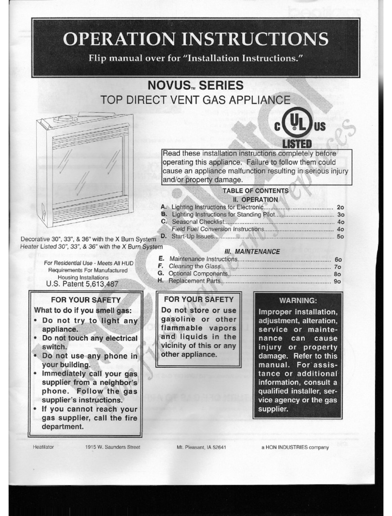 Heatilator NOVUS series operating instructions Heatilator NOVUS series operating instructions