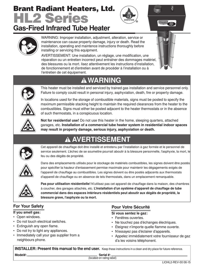 Brant Radiant Heaters HL2 Series user manual
