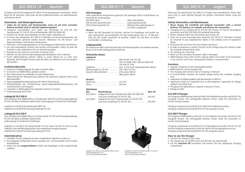 Beyerdynamic SLG 300 H user manual